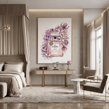 Chanel No 5 Perfume Bottle Floral - Fine Art