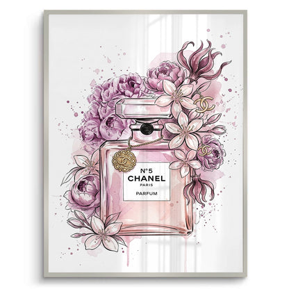 Chanel No 5 Perfume Bottle Floral - Fine Art
