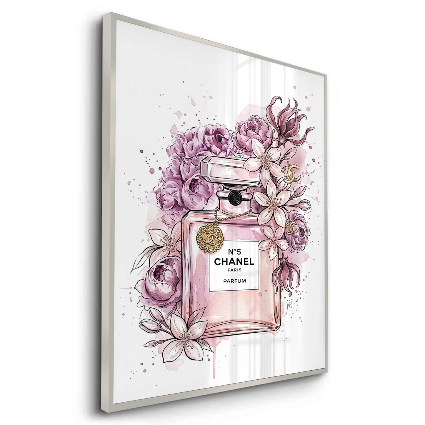 2Chanel No 5 Perfume Bottle Floral - Fine Art