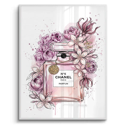Chanel No 5 Perfume Bottle Floral - Fine Art