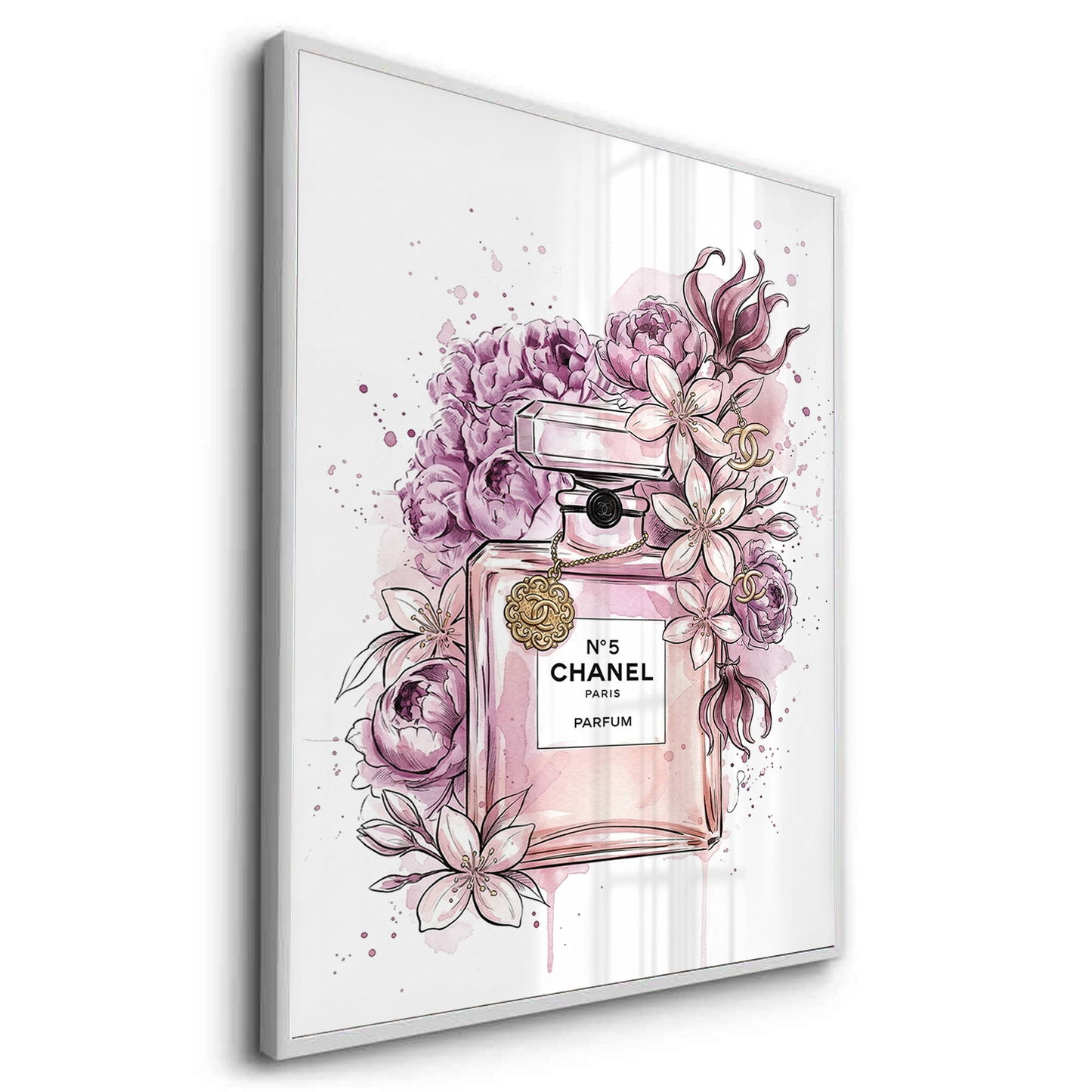 2Chanel No 5 Perfume Bottle Floral - Fine Art
