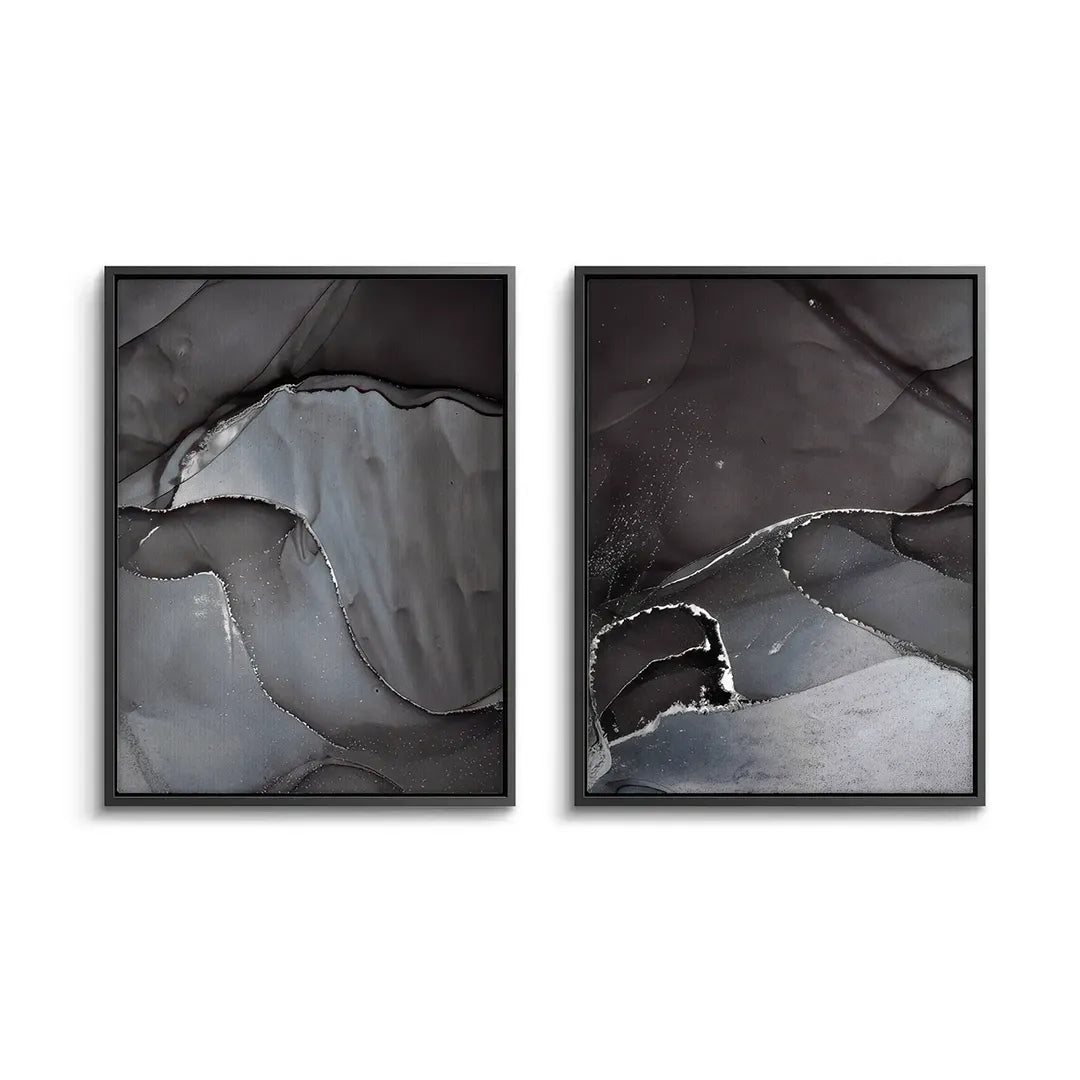 Charcoal Fluid Set of 2 - Canvas - Jasmineart.ae