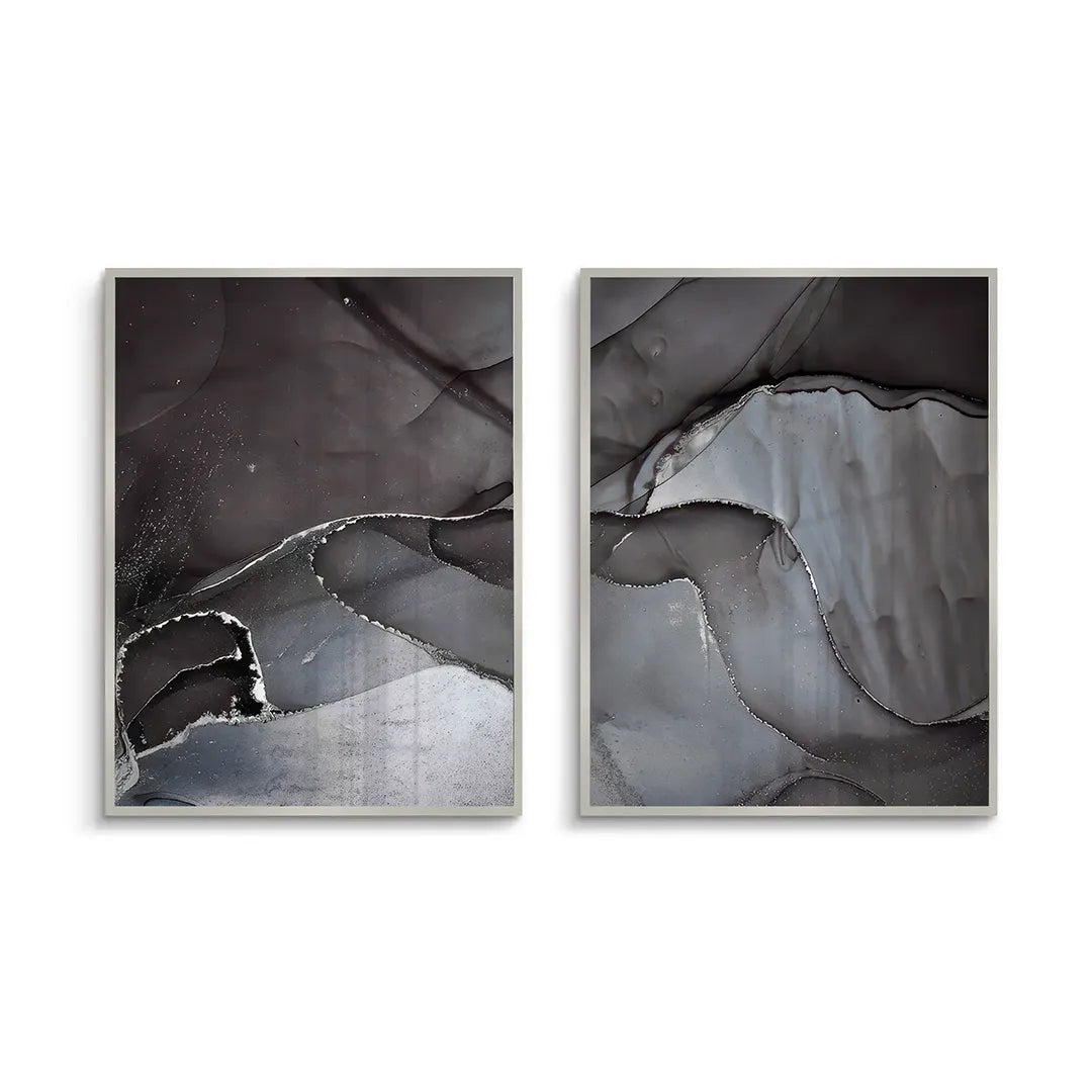 Charcoal Fluid Set of 2 - Fine Art - Jasmineart.ae