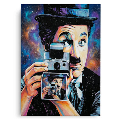 Charlie Chaplin Cosmic Pop Art - Canvas