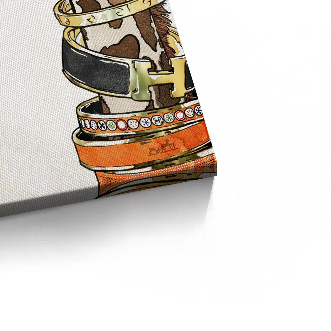 Chic Giraffe with Gold Bracelets - Canvas - Jasmineart.ae