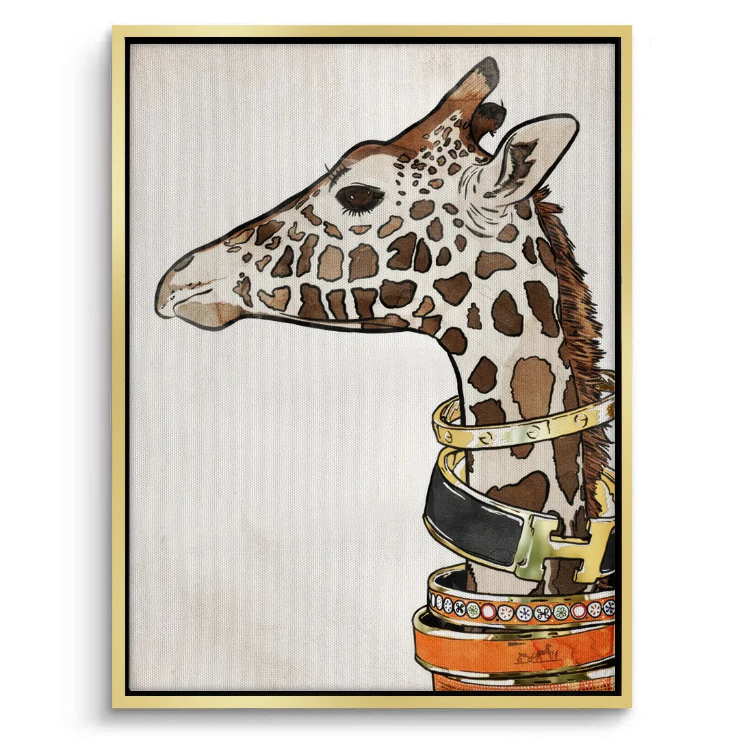 Chic Giraffe with Gold Bracelets - Canvas - Jasmineart.ae