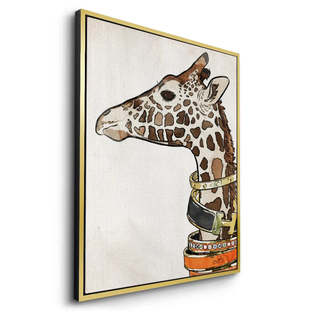 Chic Giraffe with Gold Bracelets - Canvas - Jasmineart.ae