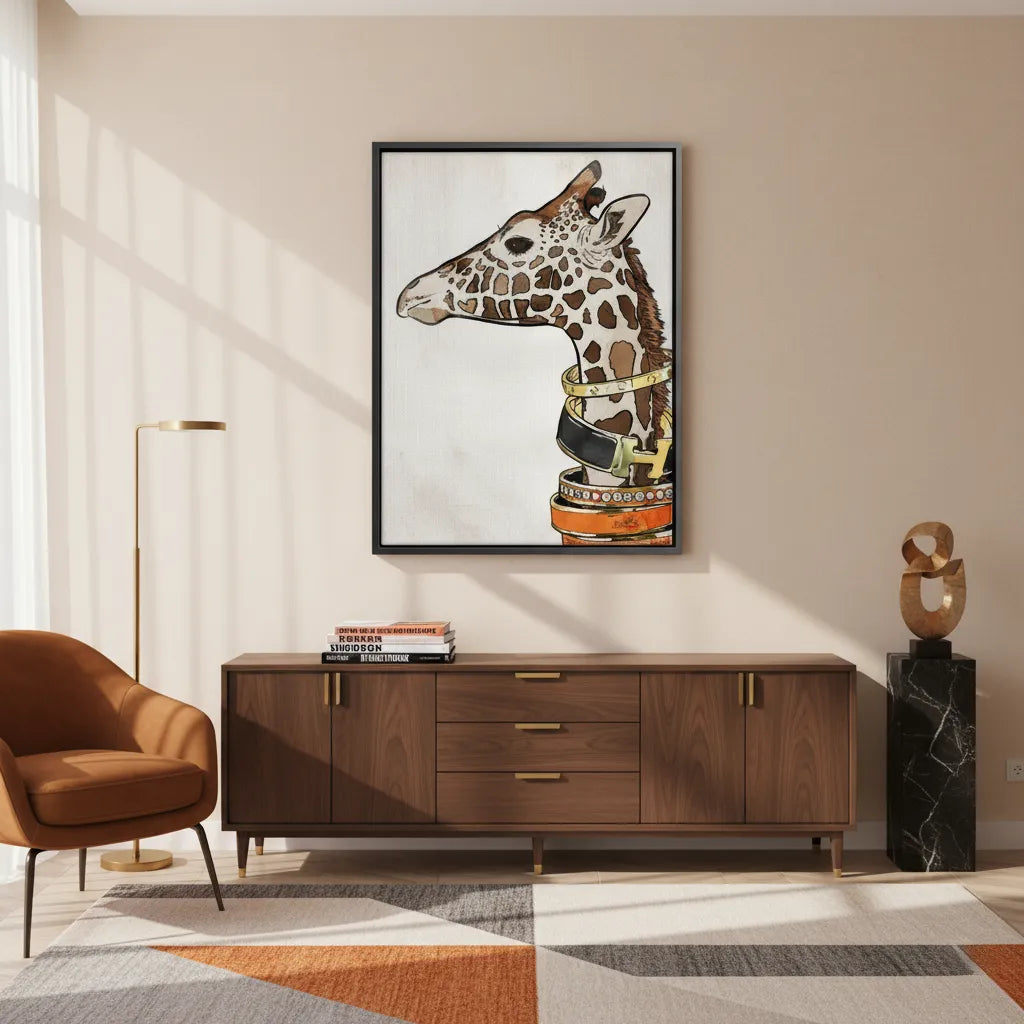 Chic Giraffe with Gold Bracelets - Canvas - Jasmineart.ae