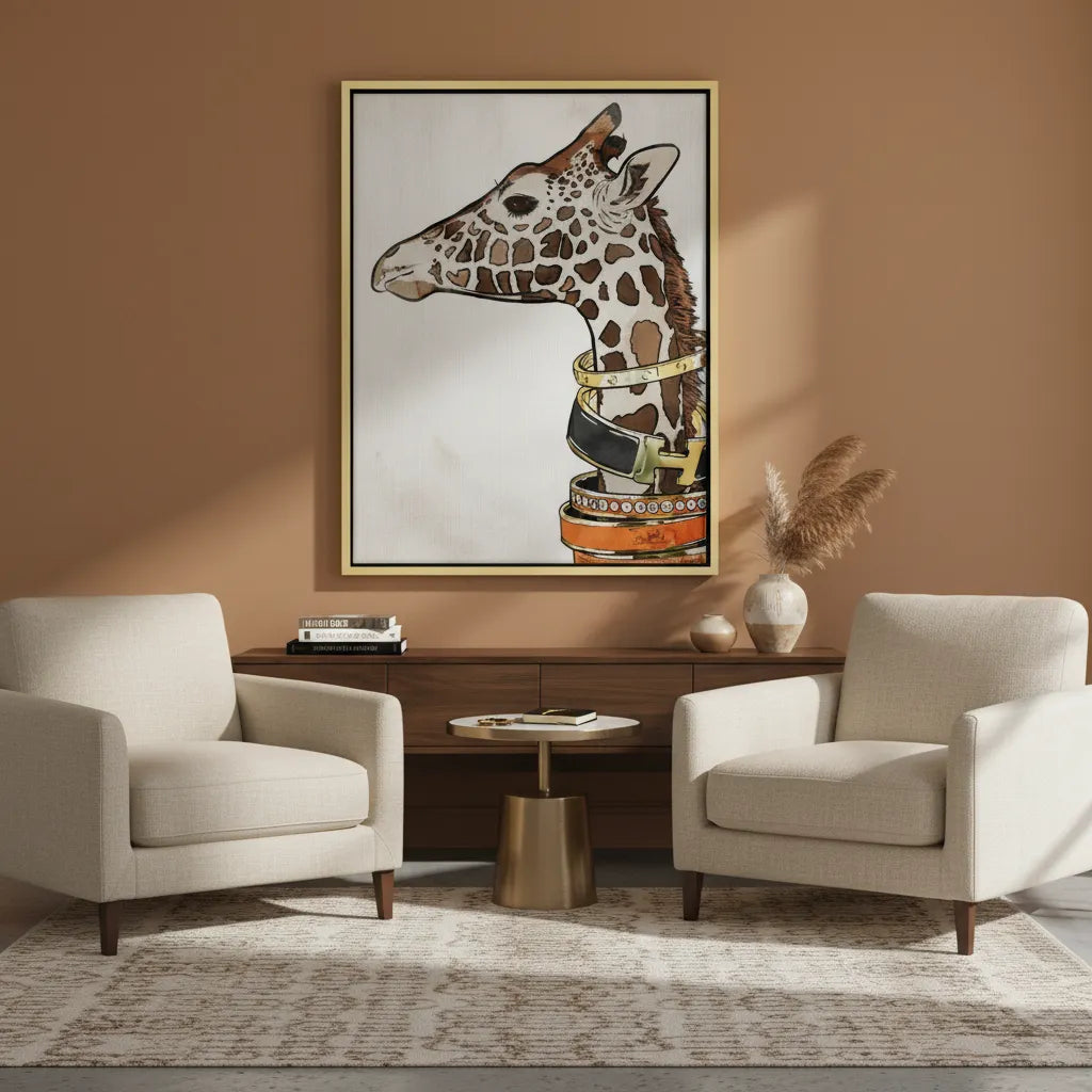 Chic Giraffe with Gold Bracelets - Canvas - Jasmineart.ae