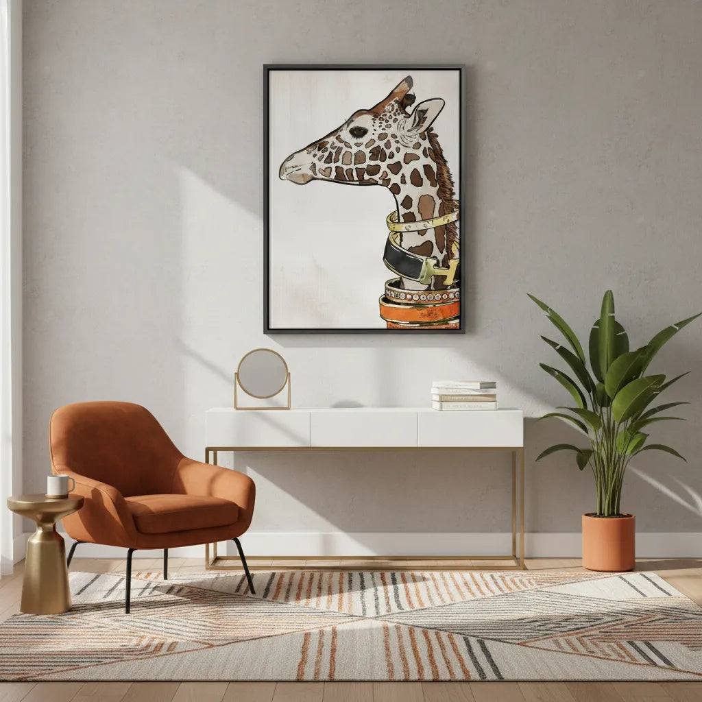 Chic Giraffe with Gold Bracelets - Canvas - Jasmineart.ae