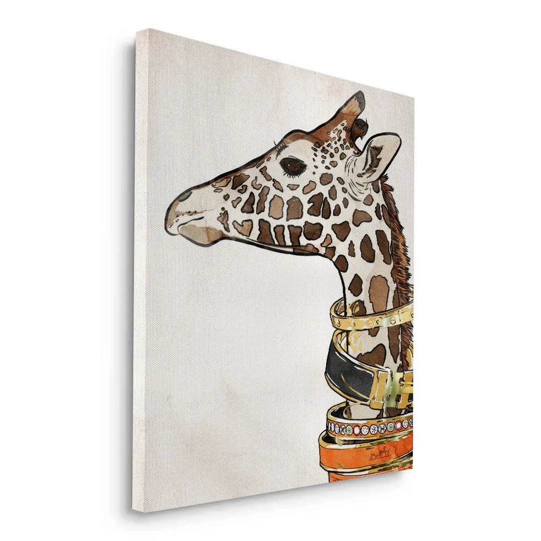 Chic Giraffe with Gold Bracelets - Canvas - Jasmineart.ae