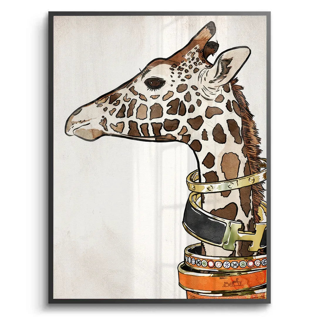 Chic Giraffe with Gold Bracelets - Fine Art - Jasmineart.ae