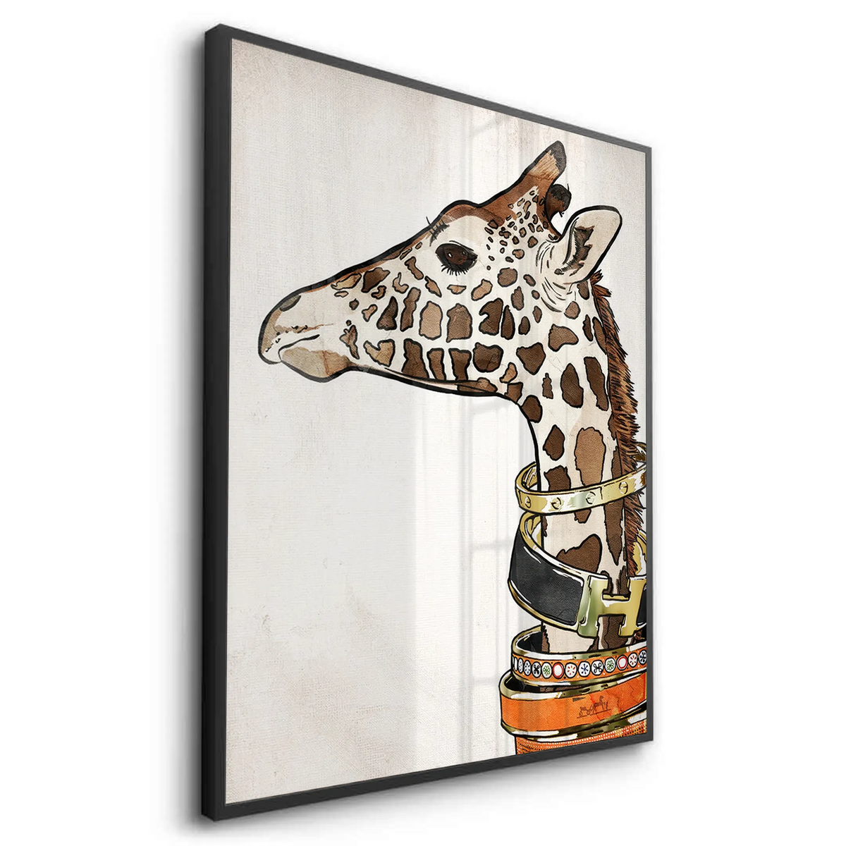 Chic Giraffe with Gold Bracelets - Fine Art - Jasmineart.ae
