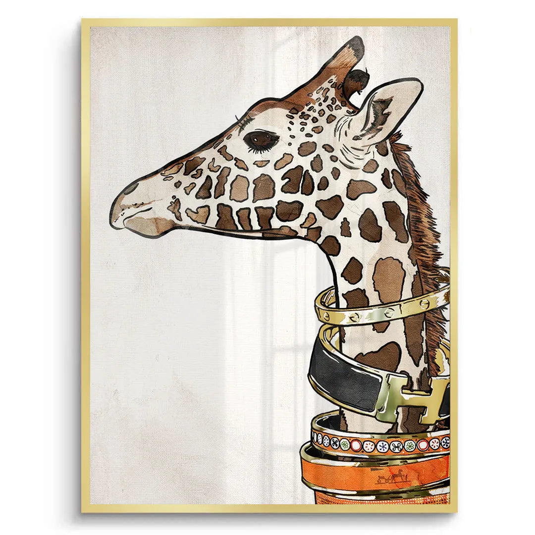 Chic Giraffe with Gold Bracelets - Fine Art - Jasmineart.ae