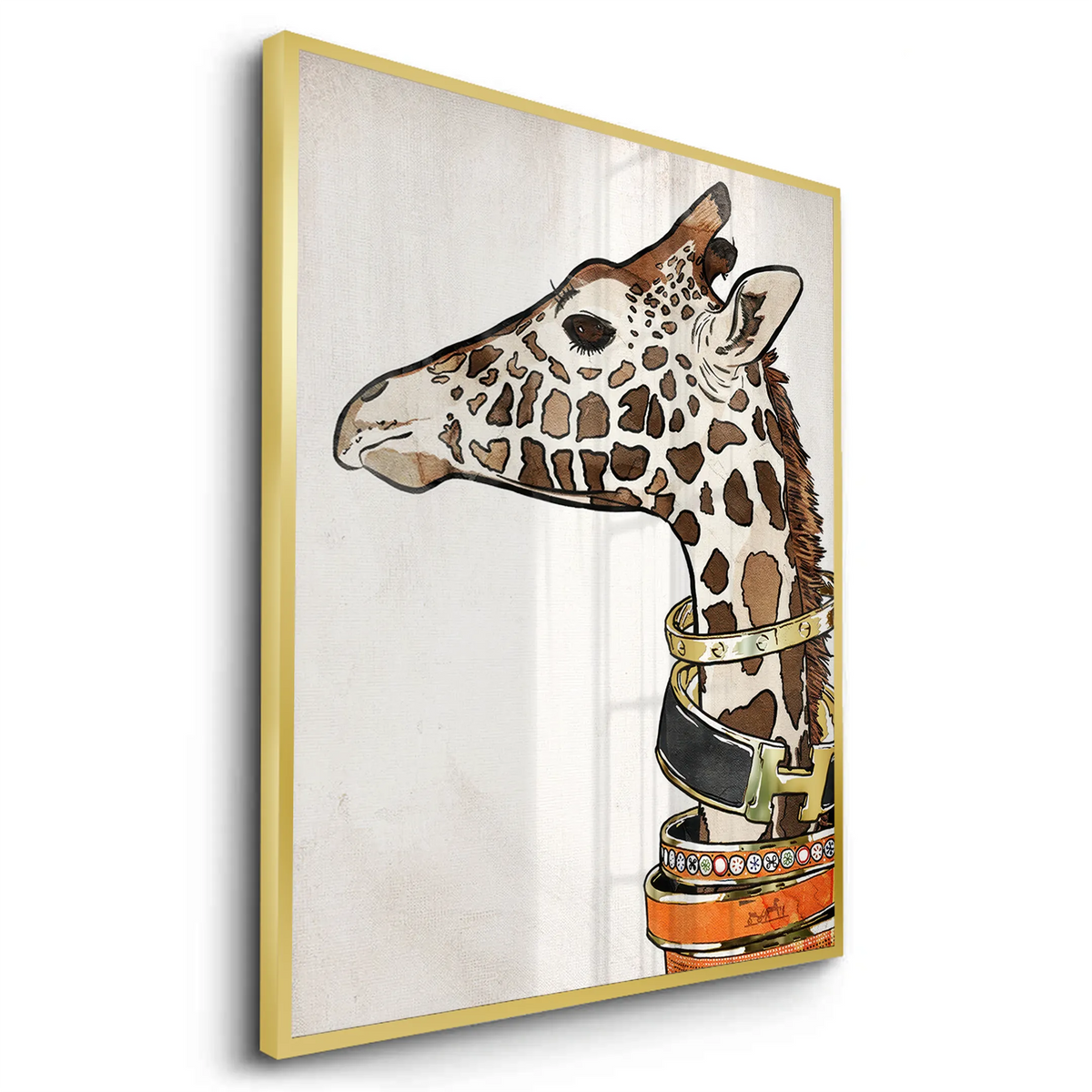 Chic Giraffe with Gold Bracelets - Fine Art - Jasmineart.ae