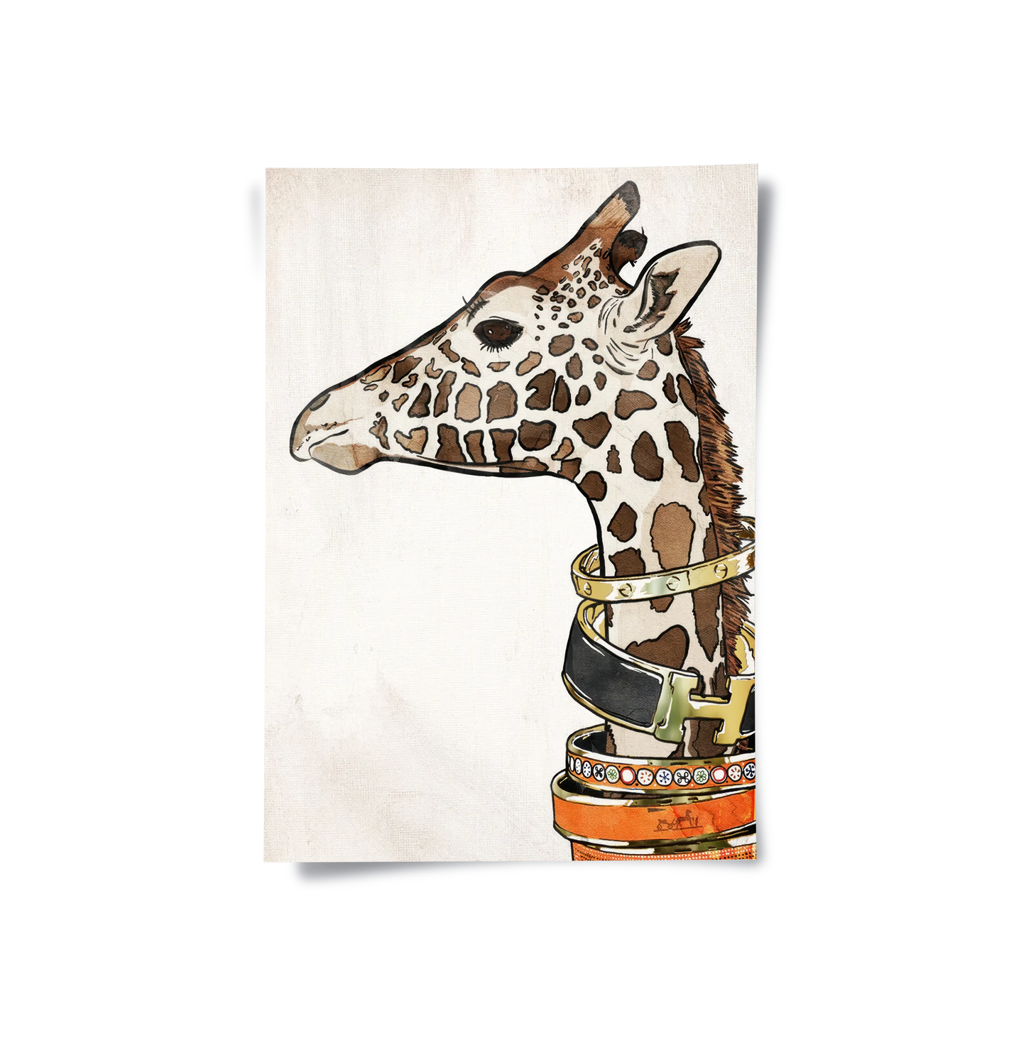 2Chic Giraffe with Gold Bracelets - Poster