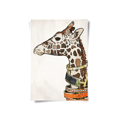 Chic Giraffe with Gold Bracelets - Poster