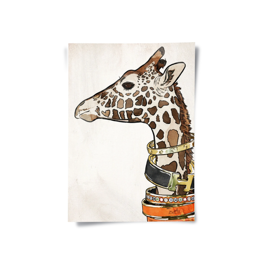 Chic Giraffe with Gold Bracelets - Poster