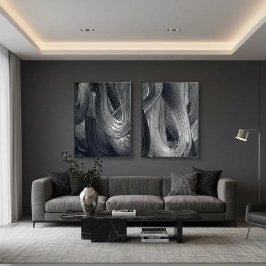 Chrome Stroke Set of 2 - Fine Art