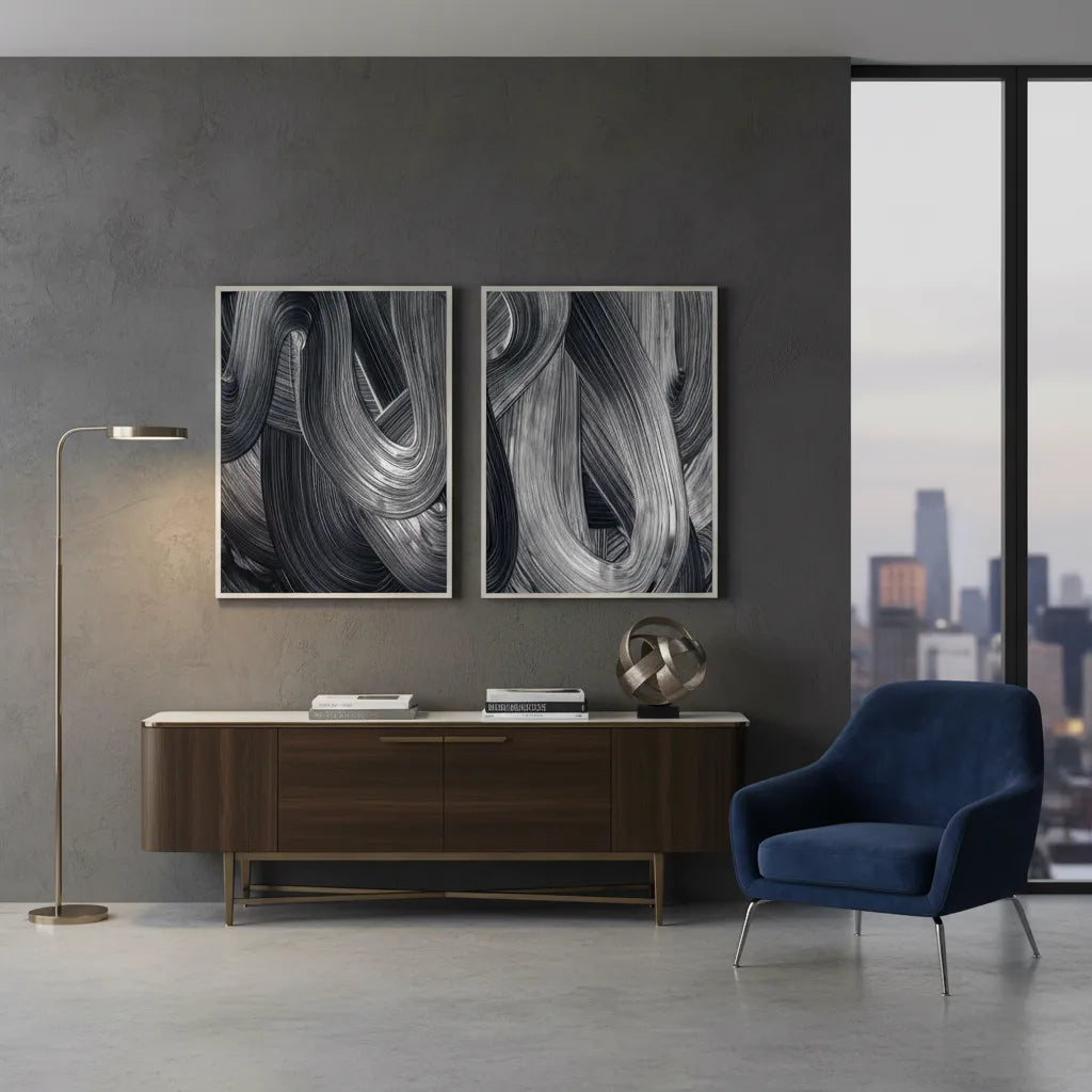 Chrome Stroke Set of 2 - Fine Art - Jasmineart.ae