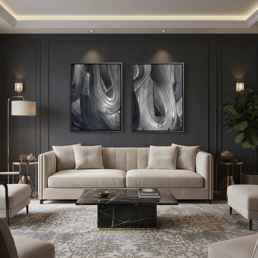 Chrome Stroke Set of 2 - Canvas - Jasmineart.ae
