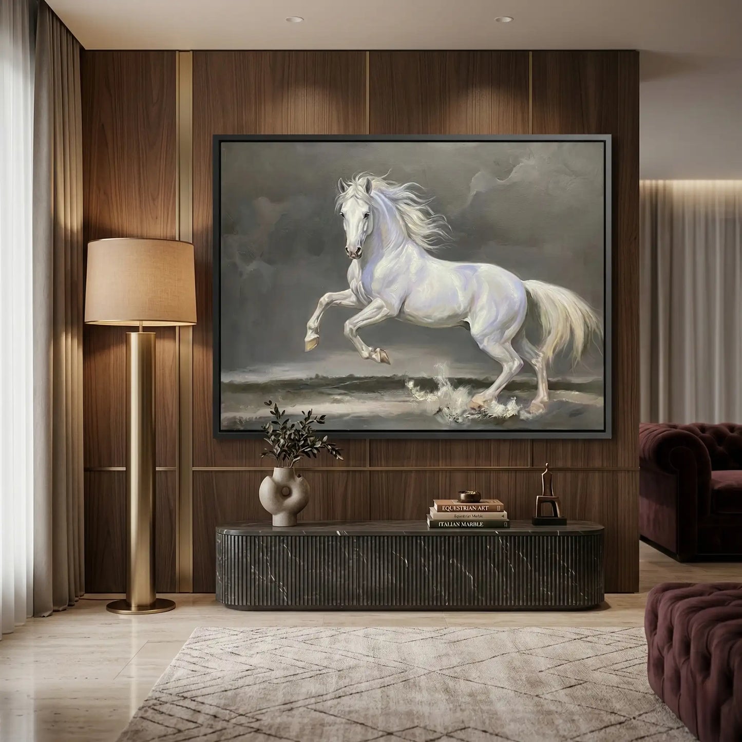 2Classical White Horse Painting #MAIN770