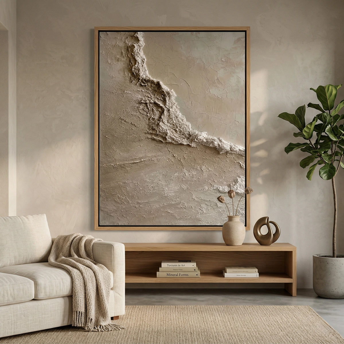 Organic Sea Salt Texture Abstract Painting Modern UAE Style