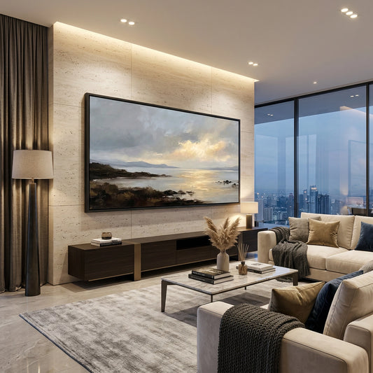 Dreamy coastal glow abstract background with soft peach and gold hues, reflecting the luxury beauty aesthetic of Dubai.
