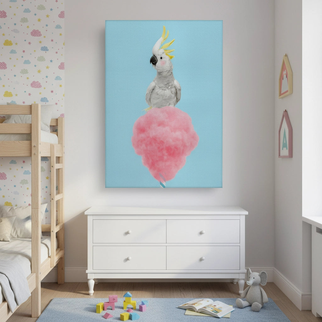 Cockatoo Bird on Cotton Candy - Canvas - Jasmineart.ae