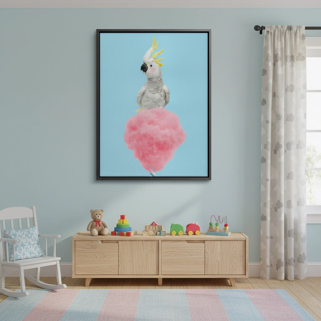 2Cockatoo Bird on Cotton Candy - Canvas