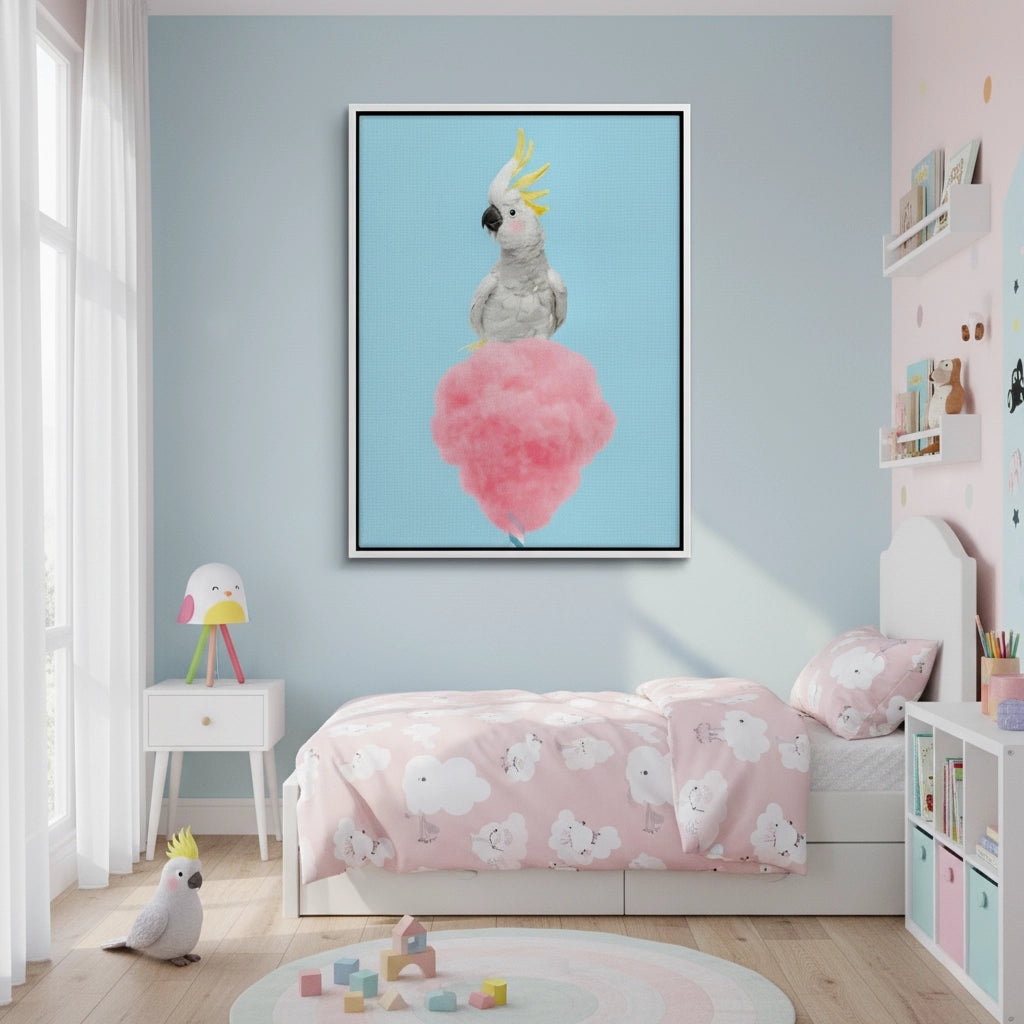 2Cockatoo Bird on Cotton Candy - Canvas