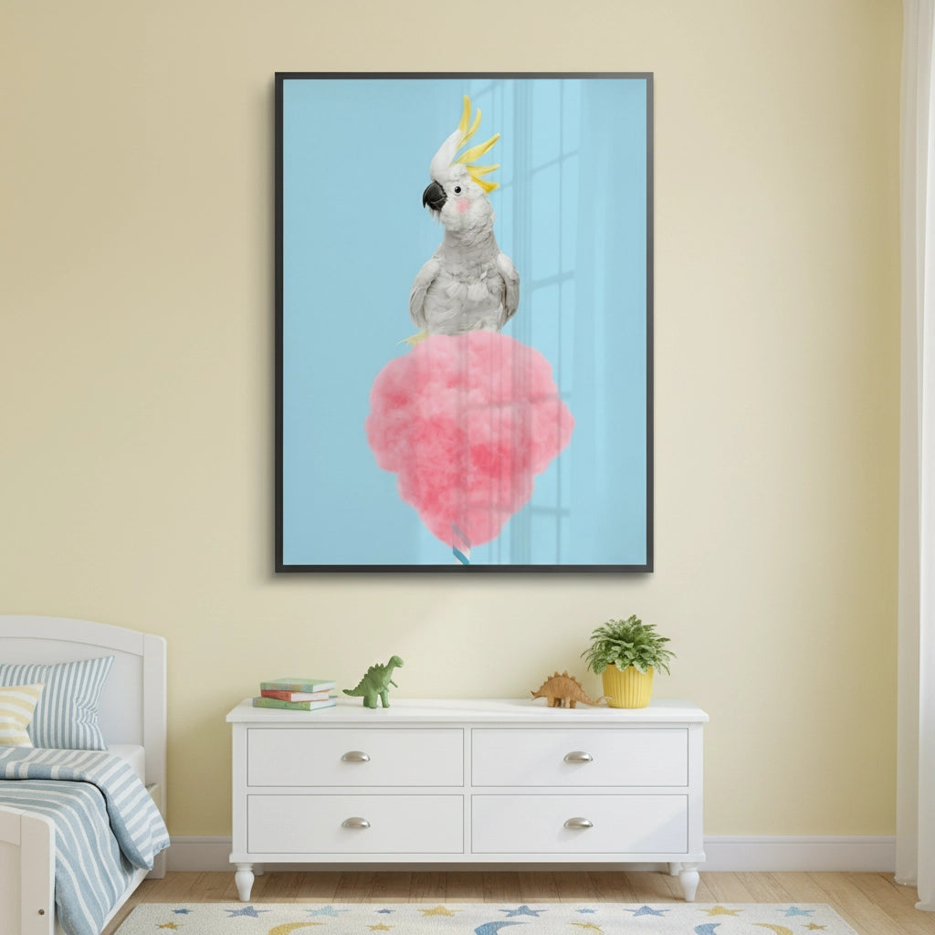 2Cockatoo Bird on Cotton Candy - Fine Art