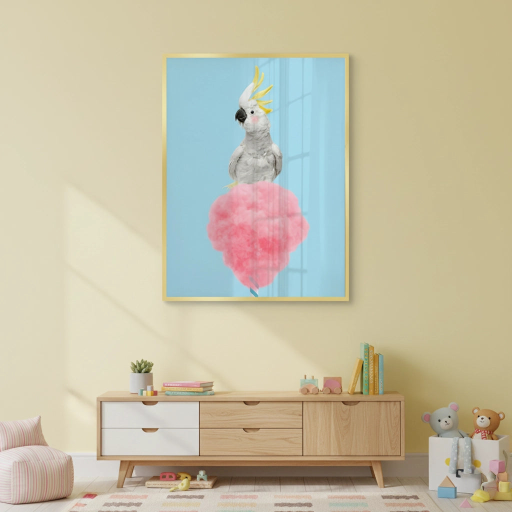 2Cockatoo Bird on Cotton Candy - Fine Art