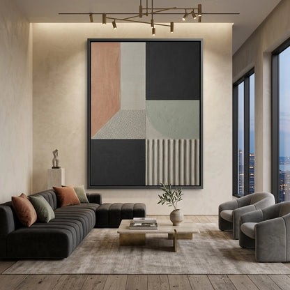 Abstract concrete rhythm wall decor with subtle texture and balanced design, suited for stylish UAE living spaces