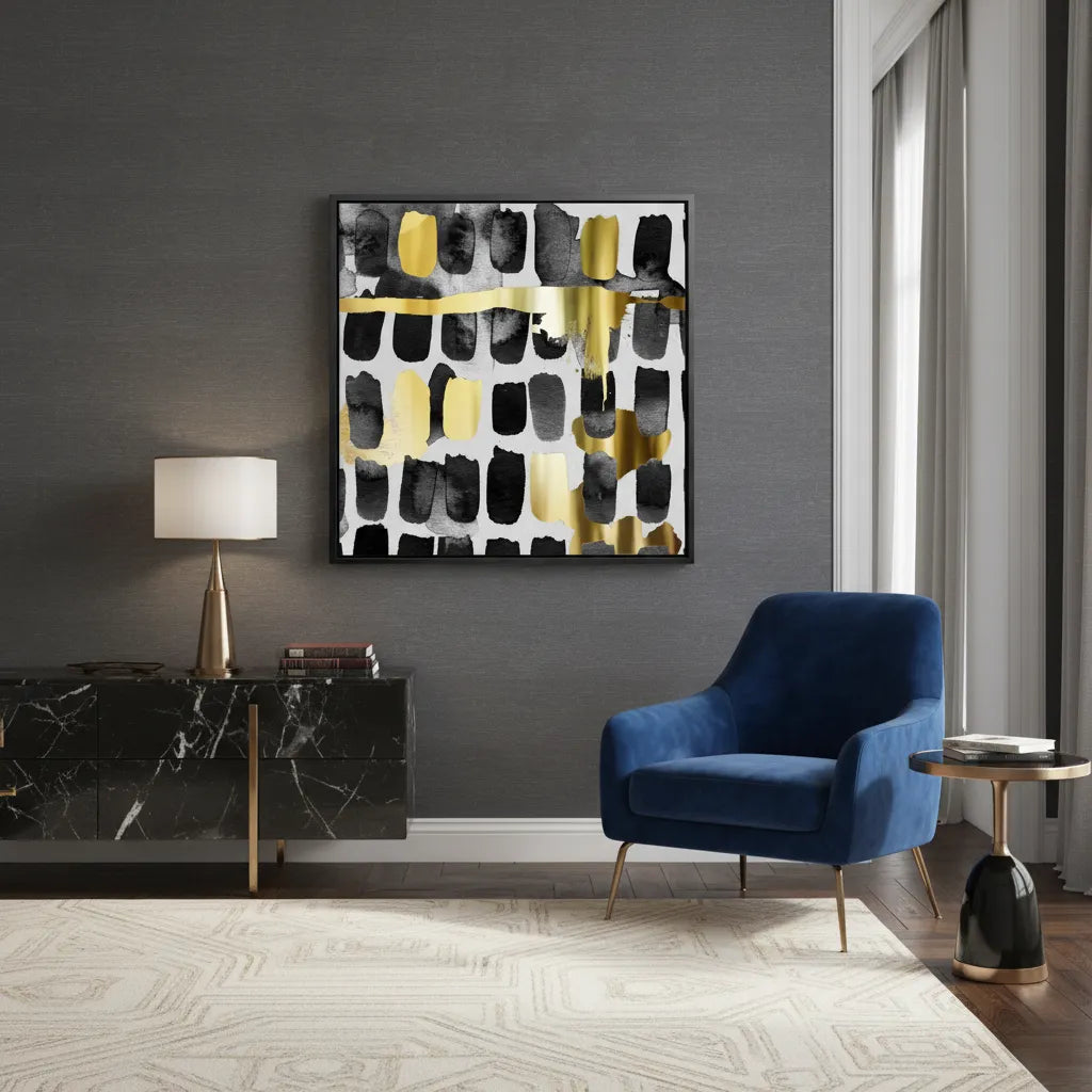 Contemporary Black and Gold - Canvas - Jasmineart.ae