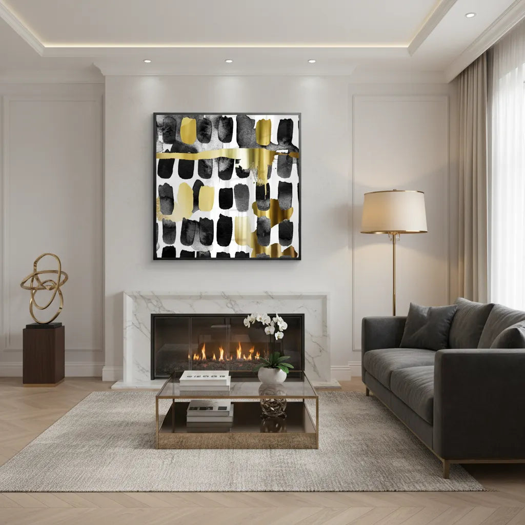 Contemporary Black and Gold - Fine Art - Jasmineart.ae