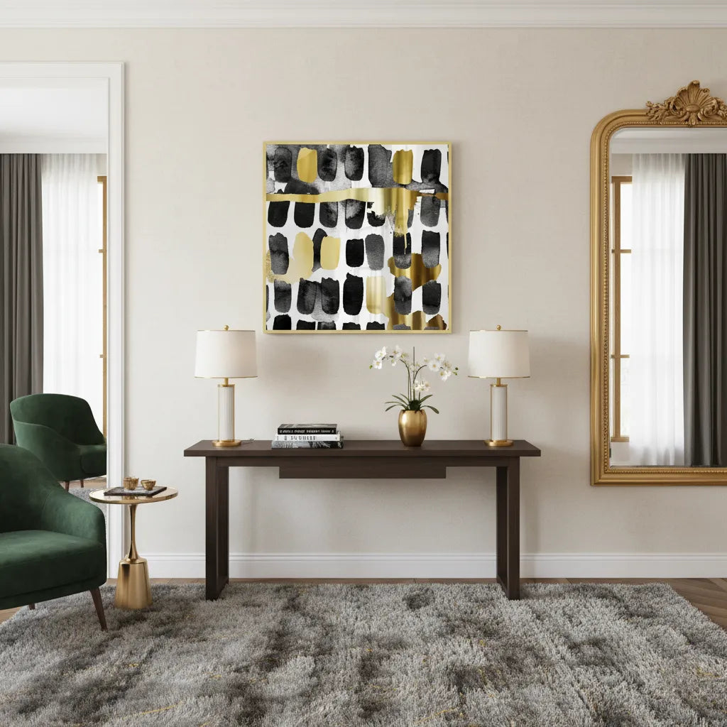 Contemporary Black and Gold - Fine Art - Jasmineart.ae