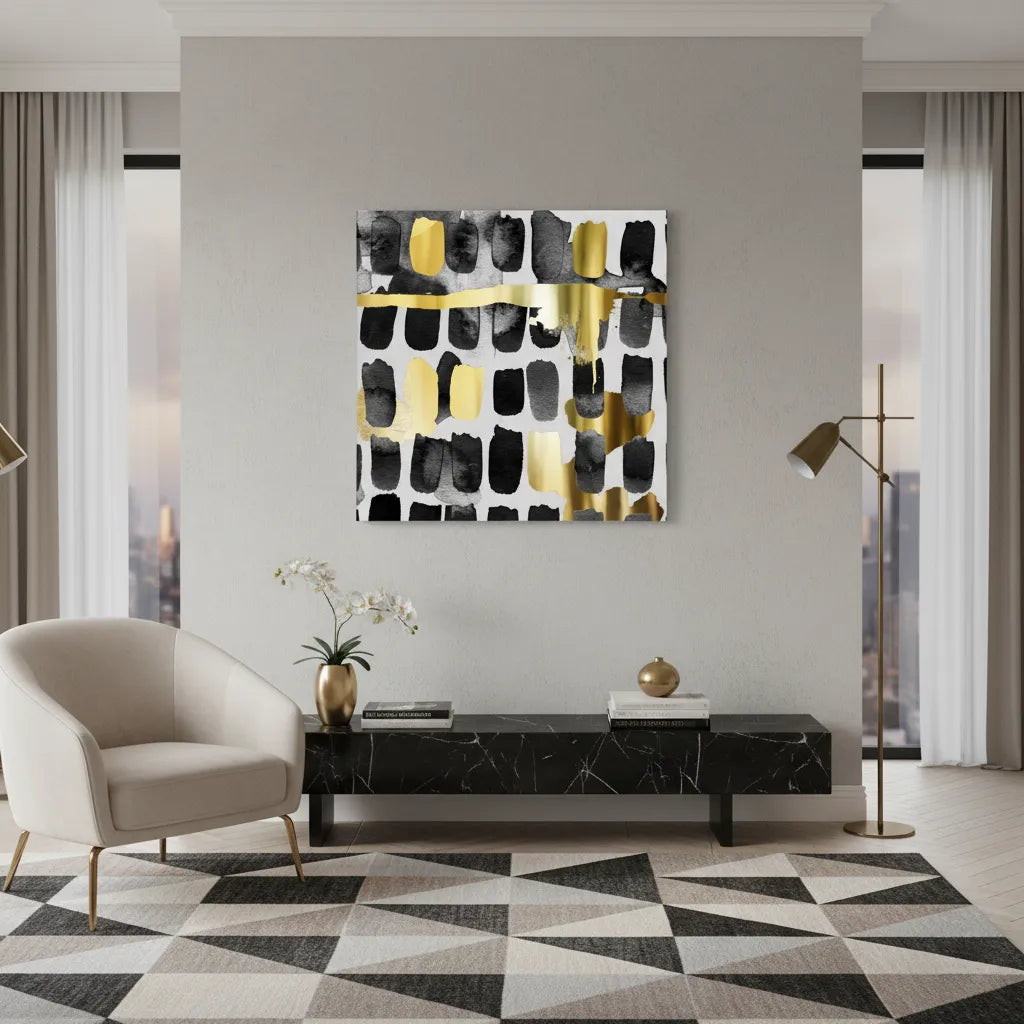 Contemporary Black and Gold - Canvas - Jasmineart.ae
