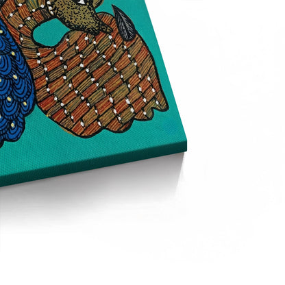 Contemporary Blue and Brown Deer - Canvas