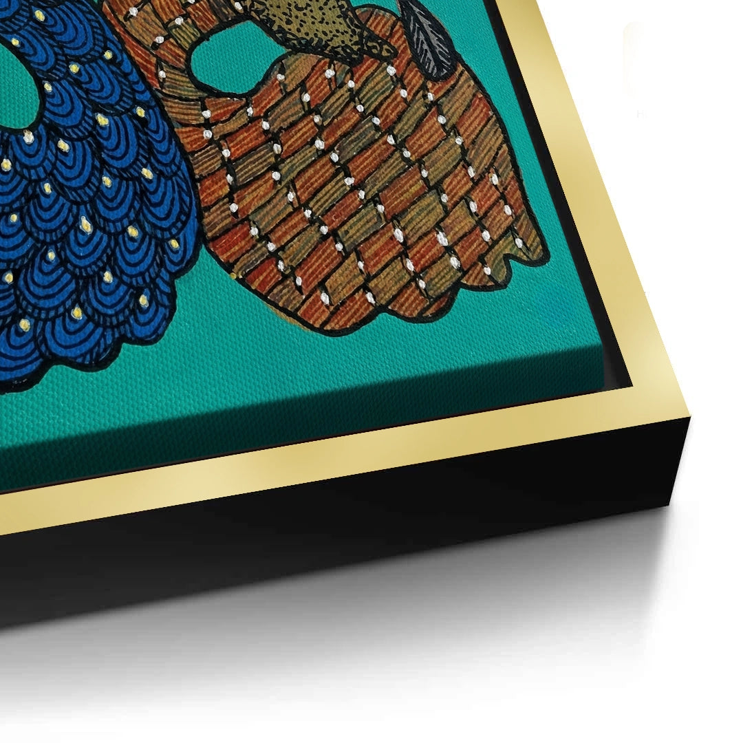 2Contemporary Blue and Brown Deer - Canvas