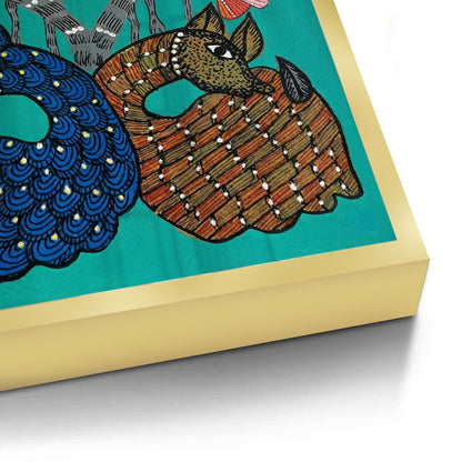 Contemporary Blue and Brown Deer - Fine Art