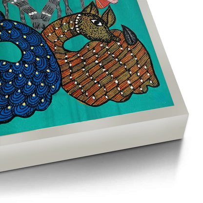 Contemporary Blue and Brown Deer - Fine Art