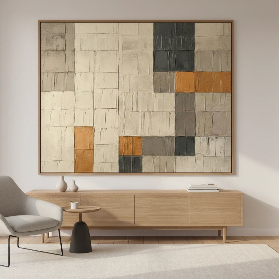 2Contemporary Earthy Grid Painting #CEGR550