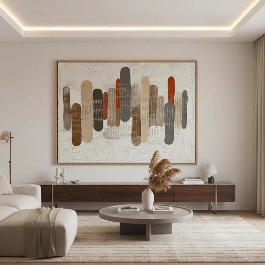 2Contemporary Mid-Century Shape Painting #CMSH550