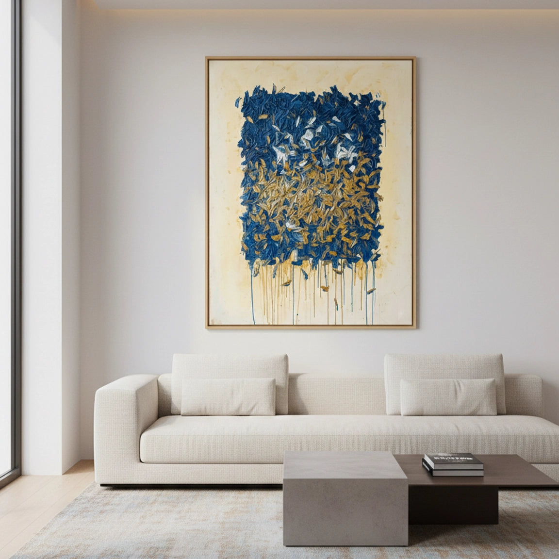 2Contemporary Midnight Bloom Painting #CMBL550