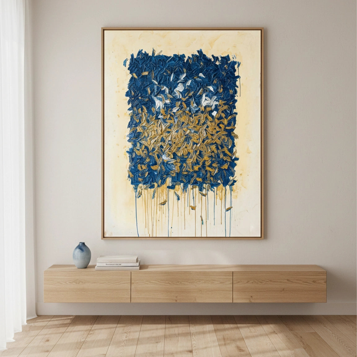 2Contemporary Midnight Bloom Painting #CMBL550