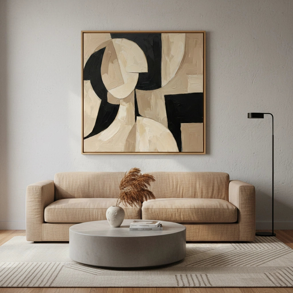 2Contemporary Neutral Cubist Painting #CNCU110