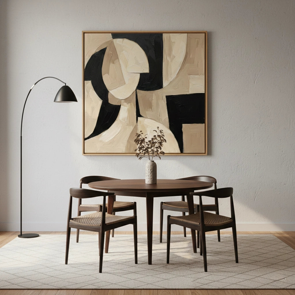 2Contemporary Neutral Cubist Painting #CNCU110