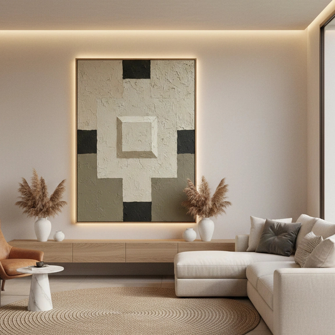 2Contemporary Neutral Mosaic Painting #CNMO550