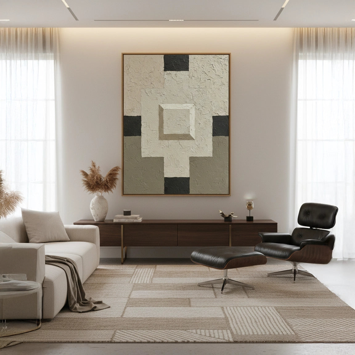 2Contemporary Neutral Mosaic Painting #CNMO550